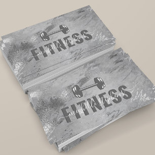 Grey Silver Fitness Trainer Social Media Business Card