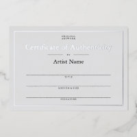 Grey Silver Foil Certificate of Authenticity