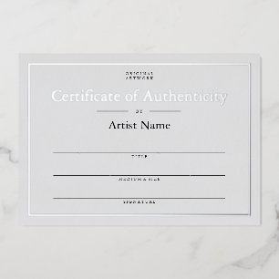 Grey Silver Foil Certificate of Authenticity