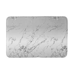 Grey Silver Glitzy Faux Glitter Bath Mat