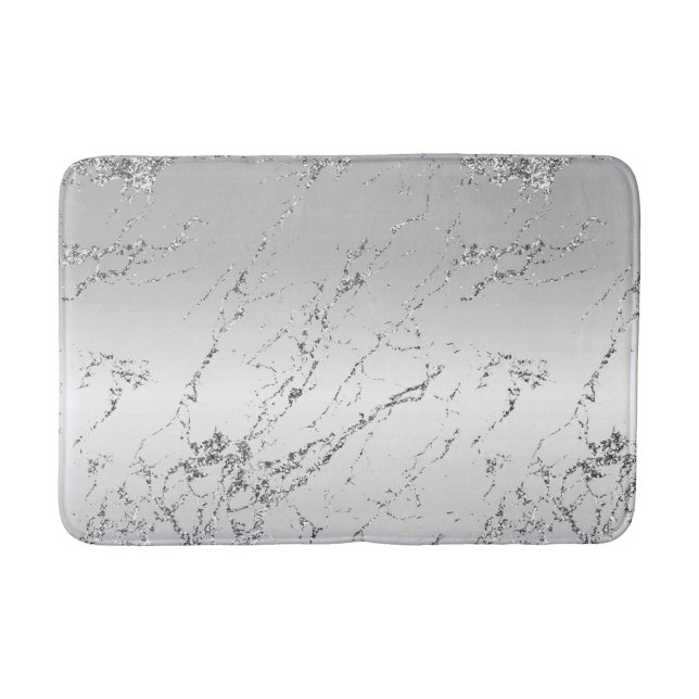 Grey Silver Glitzy Faux Glitter Bath Mat (Front)
