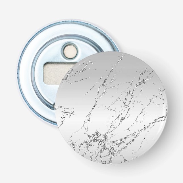 Grey Silver Glitzy Faux Glitter Bottle Opener (Front)