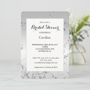 Grey Silver Glitzy Faux Glitter Bridal Shower Invitation