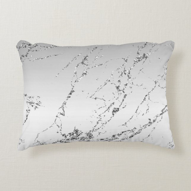 Grey Silver Glitzy Faux Glitter Decorative Cushion (Front)