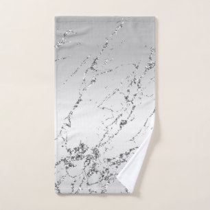Grey Silver Glitzy Faux Glitter Hand Towel