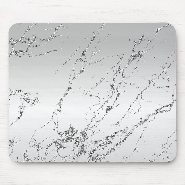 Grey Silver Glitzy Faux Glitter Mouse Pad (Front)