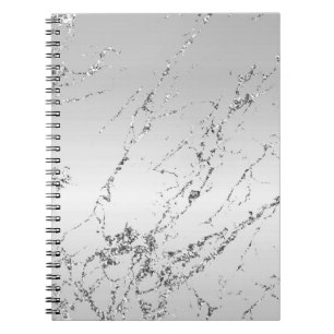 Grey Silver Glitzy Faux Glitter Notebook