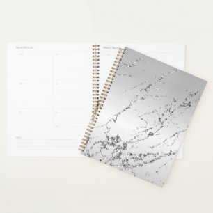 Grey Silver Glitzy Faux Glitter Planner