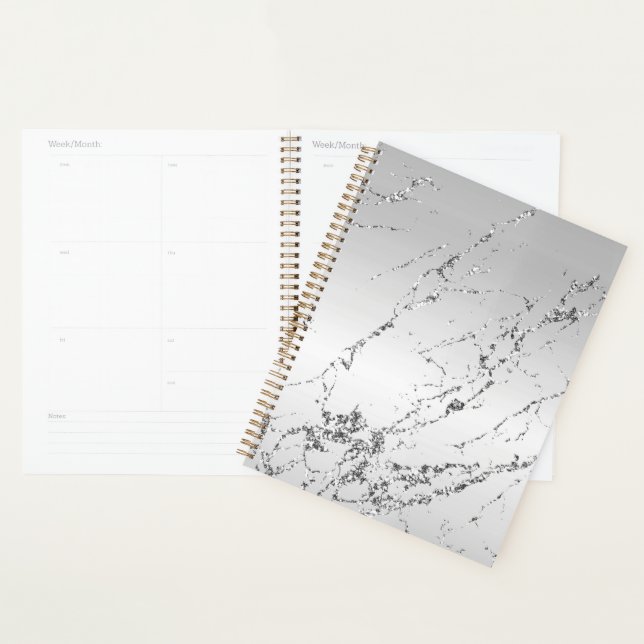 Grey Silver Glitzy Faux Glitter Planner (Display)