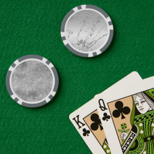 Grey Silver Glitzy Faux Glitter Poker Chips