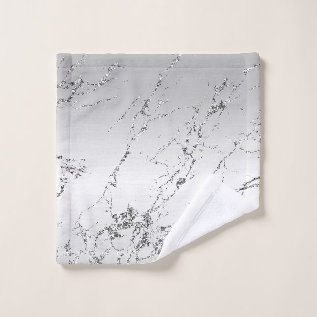 Grey Silver Glitzy Faux Glitter Wash Cloth (Wash Cloth)