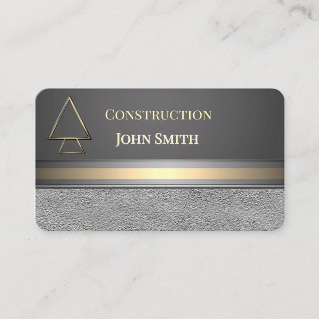 Grey Silver Gold Copper Men Logo Business Cards (Front)
