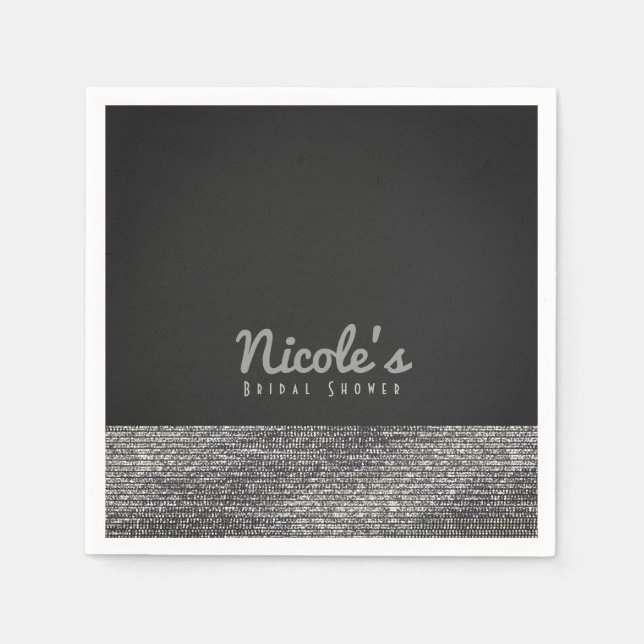 Grey & Silver Modern Glam Sequins Chic Elegant Napkin (Front)
