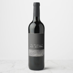 Grey & Silver Modern Glam Sequins Chic Wine Labels