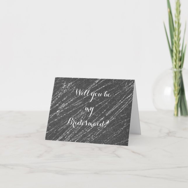 Grey & Silver Modern Marble Stripe Bridesmaid Card (Front)