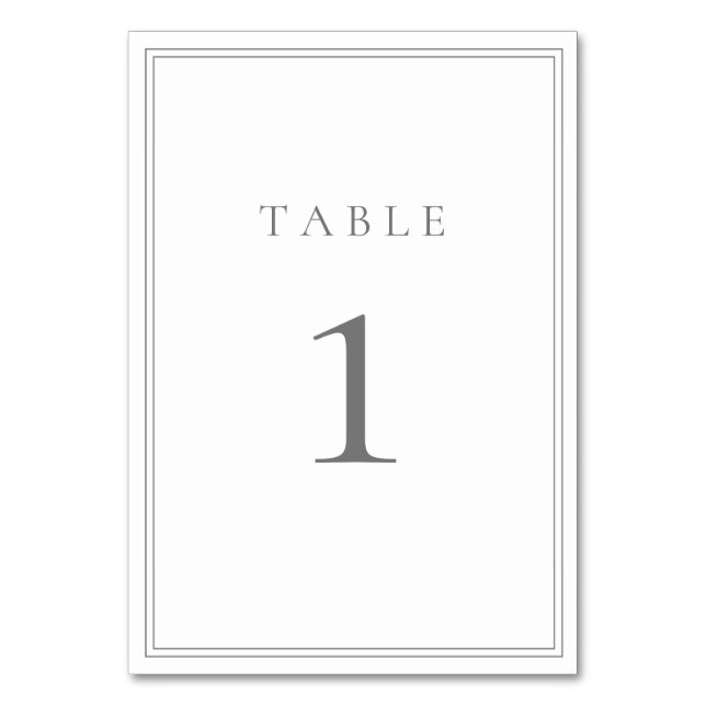 Grey Silver Modern Minimalist Table Number (Front)
