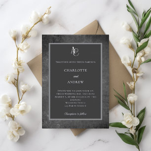 Grey silver modern monogram rustic wedding