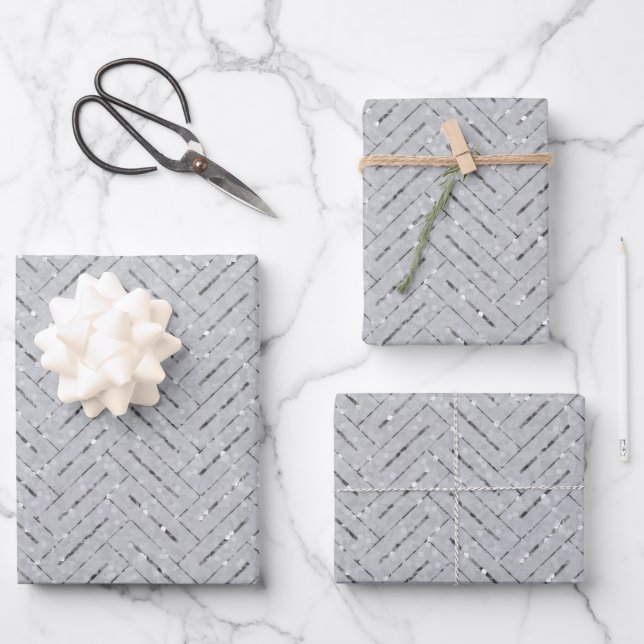 Grey Silver Pattern Wrapping Paper Sheet (Front)