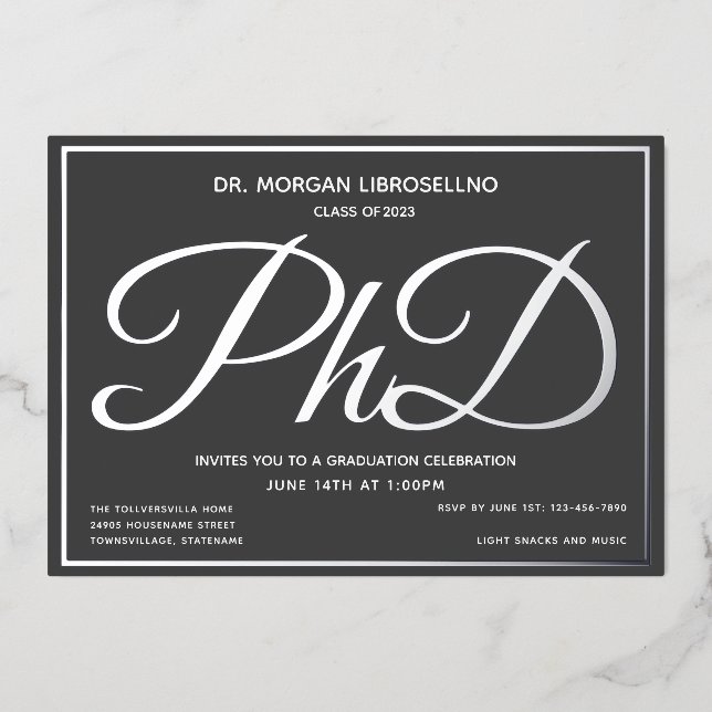 Grey Silver PhD Graduation (Front)