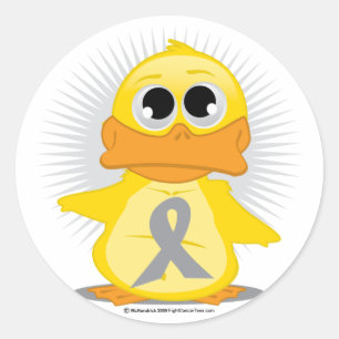 Grey/Silver Ribbon Duck Classic Round Sticker