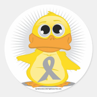 Grey/Silver Ribbon Duck Classic Round Sticker