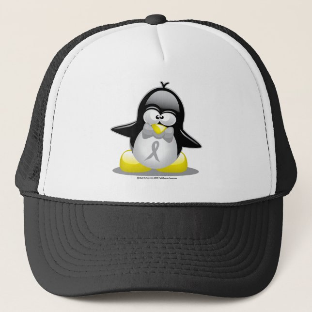 Grey/Silver Ribbon Penguin Trucker Hat (Front)