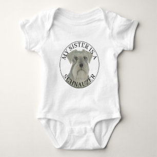 Grey Silver Schnauzer Dog Big Sister Baby Bodysuit