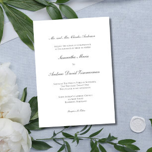 Grey Silver Traditional Formal Elegant Wedding Invitation