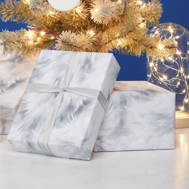 Grey Silver White Birthday Wrapping Paper (Holidays)