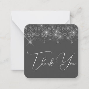  Grey silver white lace elegant diamond sparkle   Card