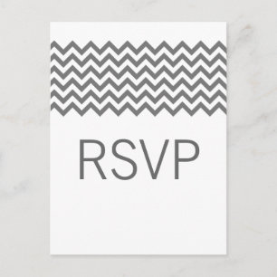 Grey Simple Chevron RSVP Postcard