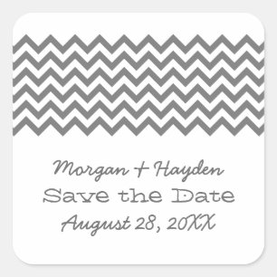 Grey Simple Chevron Save the Date Stickers