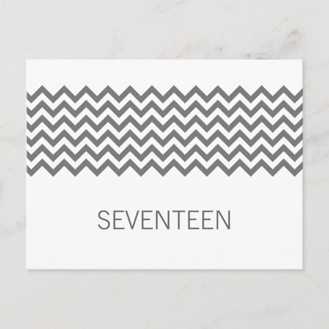 Grey Simple Chevron Table Number Postcard (Front)