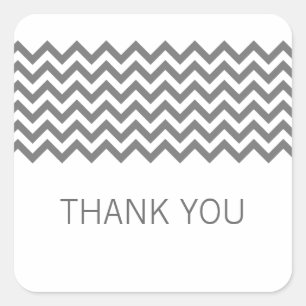 Grey Simple Chevron Thank You Stickers