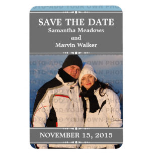 Grey Simple Chic Photo Save the Date Magnet
