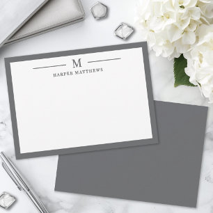 Grey Simple Classic Personalised Stationery Card