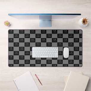 Grey Simple Custom Logo Business Company Desk Mat