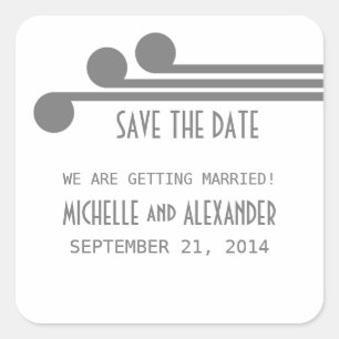 Grey Simple Deco Chic Save the Date Stickers