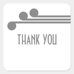 Grey Simple Deco Chic Thank You Stickers