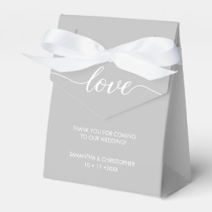 Grey Simple & Elegant Love Wedding ScrIpt Favour Box