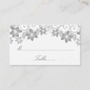 Grey Simple Floral Wedding Place Card