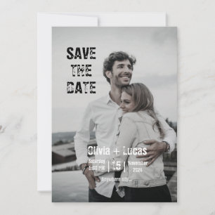 Grey Simple Minimalist Trendy Photo Save the Date Invitation