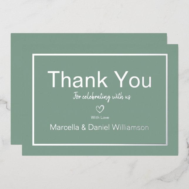 Grey Simple Minimalist Wedding Thank You   (Front/Back)