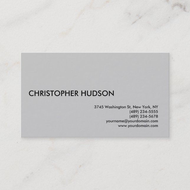 Grey Simple Modern Consultant Business Card (Front)