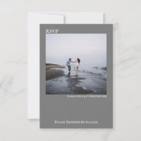 Grey Simple Modern Minimalist Photo Wedding