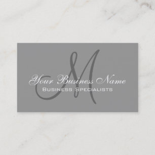 Grey Simple Plain Monogram Logo Business Card
