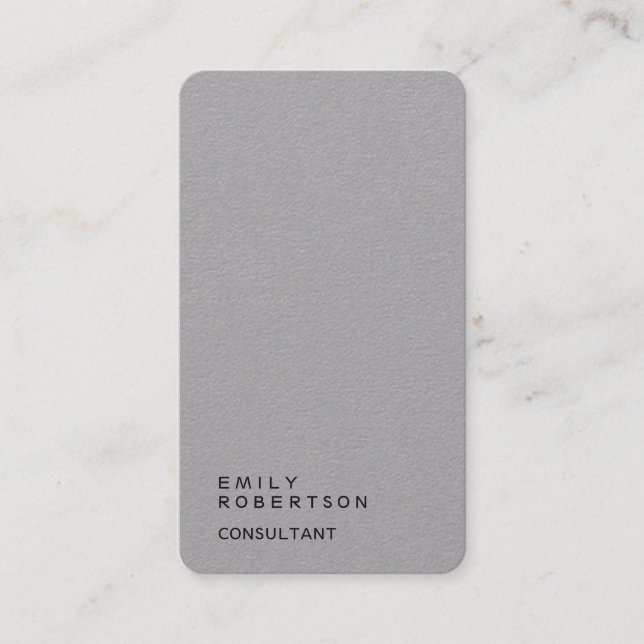 Grey Simple Plain Trendy Modern Minimalist Business Card (Front)