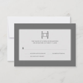 Grey Simple Torah Bar Mitzvah RSVP Card