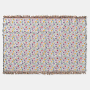 Grey simple wildflower pattern monogram throw blanket