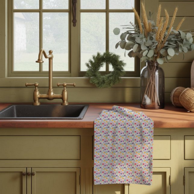 Grey simple wildflower pattern  tea towel (Creator Uploaded)